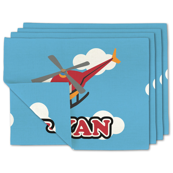 Custom Helicopter Linen Placemat w/ Name or Text