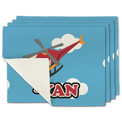 Helicopter Single-Sided Linen Placemat - Set of 4 w/ Name or Text