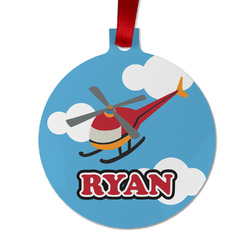 Helicopter Metal Ball Ornament - Double Sided w/ Name or Text