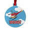 Helicopter Metal Ball Ornament - Front