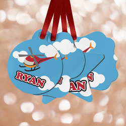 Helicopter Metal Ornaments - Double Sided w/ Name or Text