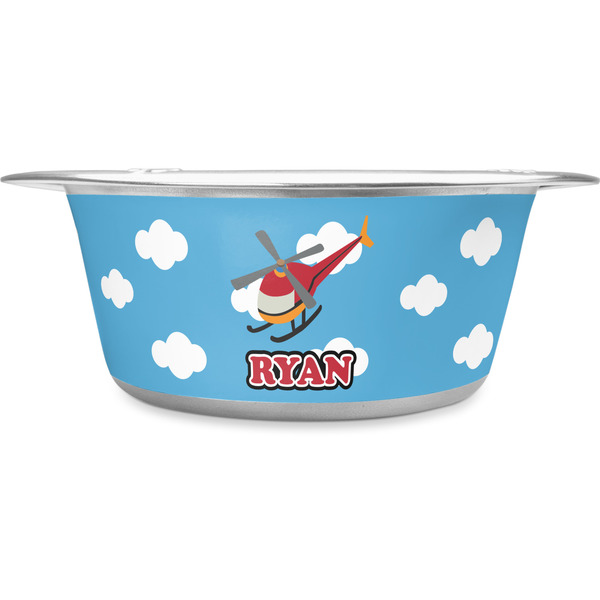 Custom Helicopter Stainless Steel Dog Bowl - Small (Personalized)