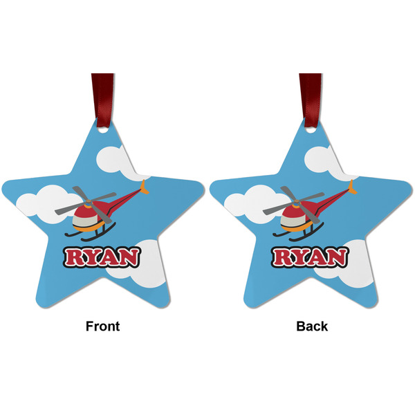 Helicopter Metal Star Ornament - Front and Back