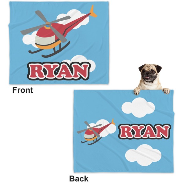 Helicopter Microfleece Dog Blanket - Large- Front & Back