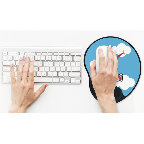 Helicopter Mouse Pad with Wrist Rest - LIFESYTLE 2 (in use)