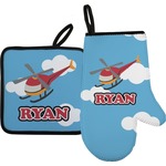 Helicopter Oven Mitt & Pot Holder Set w/ Name or Text