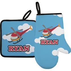 Helicopter Oven Mitt & Pot Holder Set w/ Name or Text