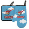 Helicopter Left Oven Mitt & Pot Holder Set w/ Name or Text