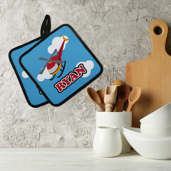 Helicopter Neoprene Pot Holder - Set of 2  LIFESTYLE