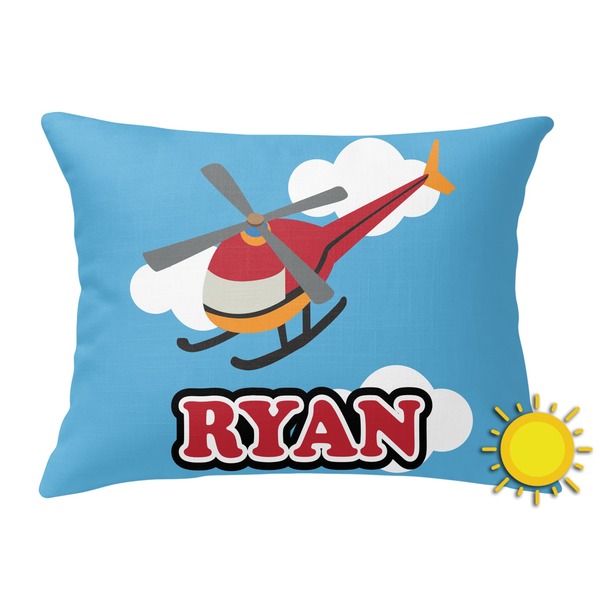 Custom Helicopter Outdoor Throw Pillow (Rectangular) (Personalized)