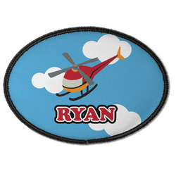 Helicopter Iron On Oval Patch w/ Name or Text