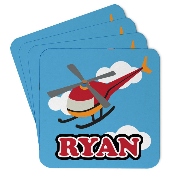Custom Helicopter Paper Coasters w/ Name or Text