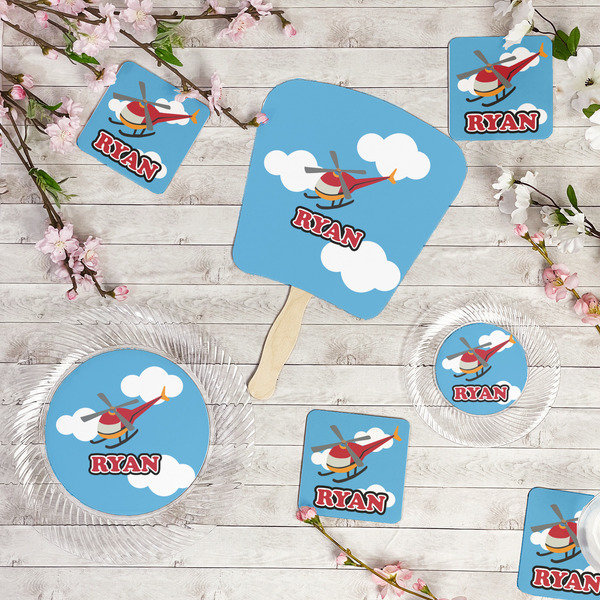 Helicopter Party Supplies Combination Image - All items - Plates, Coasters, Fans