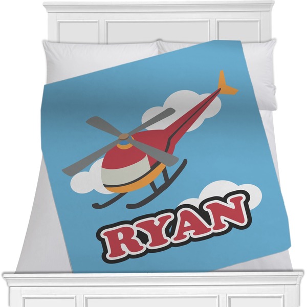 Custom Helicopter Minky Blanket - Twin / Full - 80"x60" - Single Sided (Personalized)