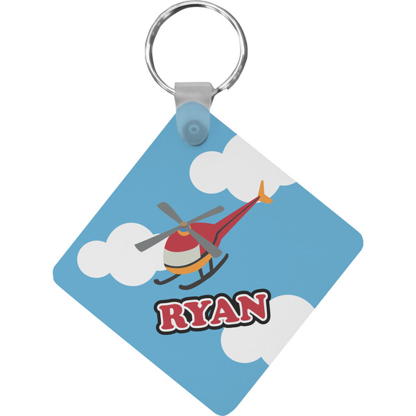 Custom Helicopter Diamond Plastic Keychain w/ Name or Text