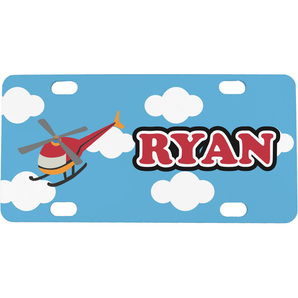 Custom Helicopter Mini / Bicycle License Plate (4 Holes) (Personalized)