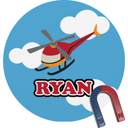 Helicopter Round Fridge Magnet (Personalized)