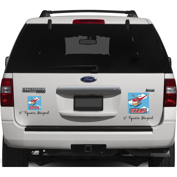 Helicopter Personalized Square Car Magnets on Ford Explorer
