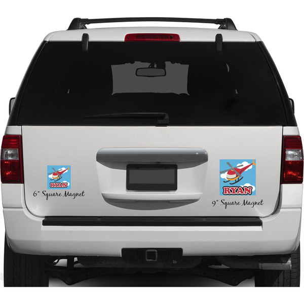 Helicopter Personalized Square Car Magnets on Ford Explorer