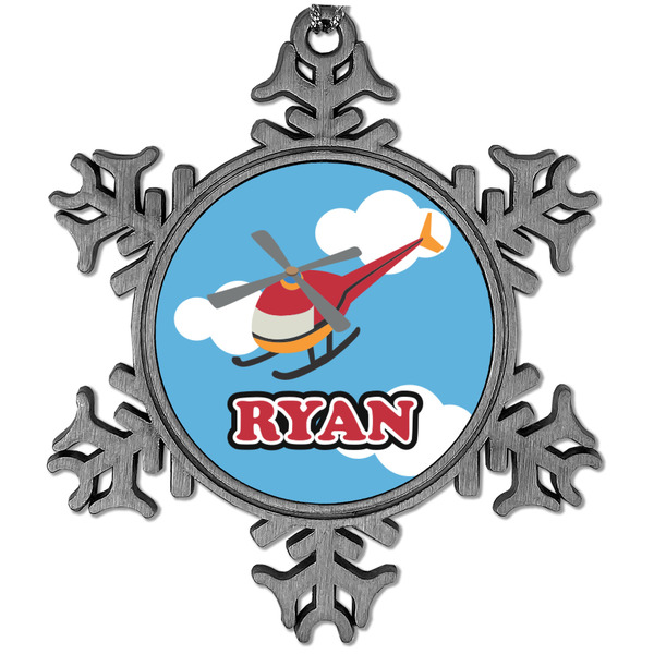 Custom Helicopter Vintage Snowflake Ornament (Personalized)