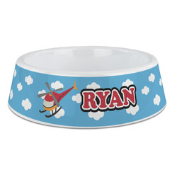 Helicopter Plastic Dog Bowl - Large (Personalized)