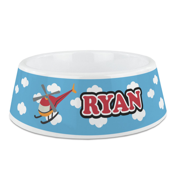 Custom Helicopter Plastic Dog Bowl (Personalized)