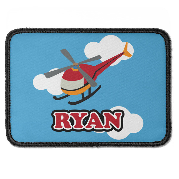 Custom Helicopter Iron On Rectangle Patch w/ Name or Text