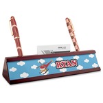 Helicopter Red Mahogany Nameplate with Business Card Holder (Personalized)