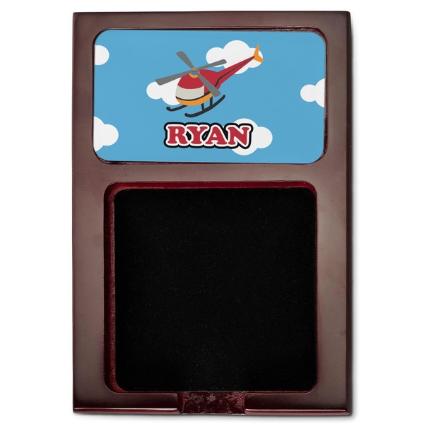 Helicopter Red Mahogany Sticky Note Holder - Flat