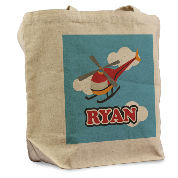 Custom Helicopter Reusable Cotton Grocery Bag (Personalized)