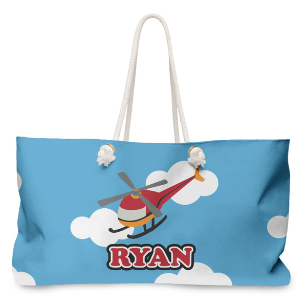 Custom Helicopter Large Tote Bag with Rope Handles (Personalized)