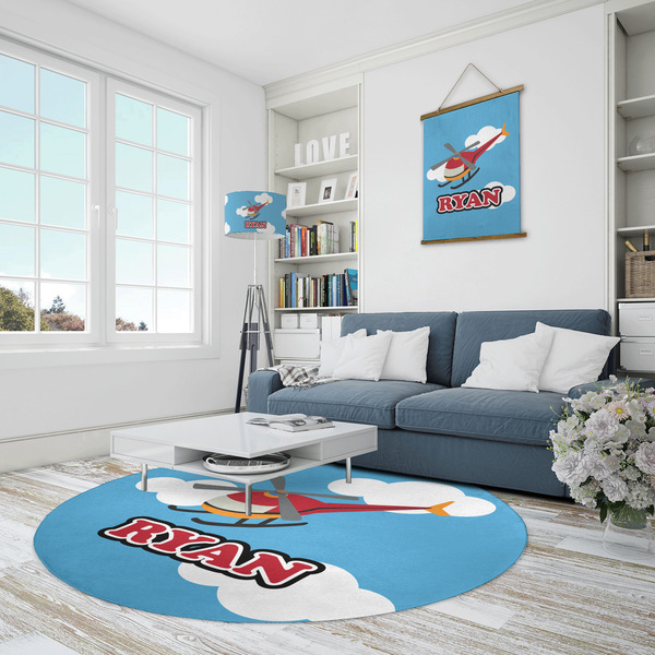 Helicopter Round Area Rug - IN CONTEXT