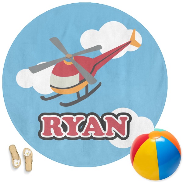 Custom Helicopter Round Beach Towel (Personalized)