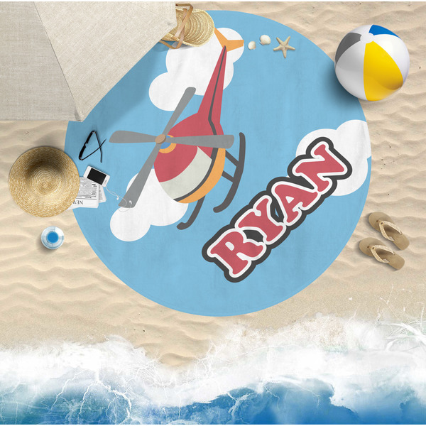 Helicopter Round Beach Towel Lifestyle