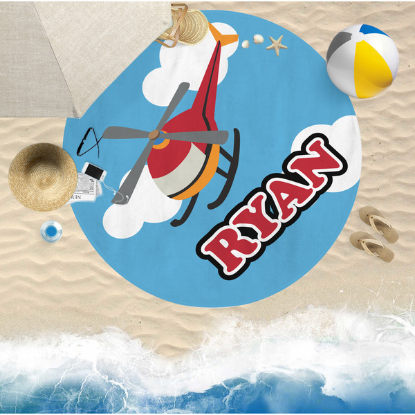Helicopter Round Beach Towel Lifestyle