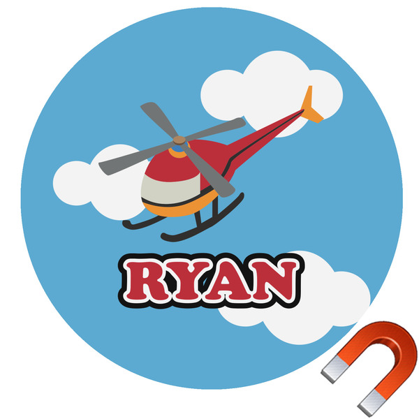 Custom Helicopter Round Car Magnet - 6" (Personalized)