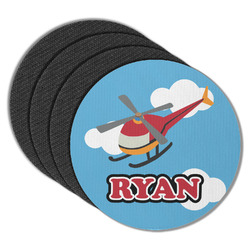 Helicopter Round Rubber Backed Coasters - Set of 4 (Personalized)