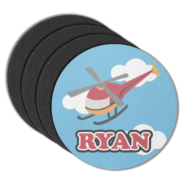 Custom Helicopter Round Rubber Backed Coasters - Set of 4 (Personalized)