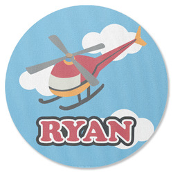 Helicopter Round Rubber Backed Coaster (Personalized)