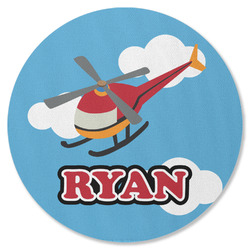 Helicopter Round Rubber Backed Coaster (Personalized)