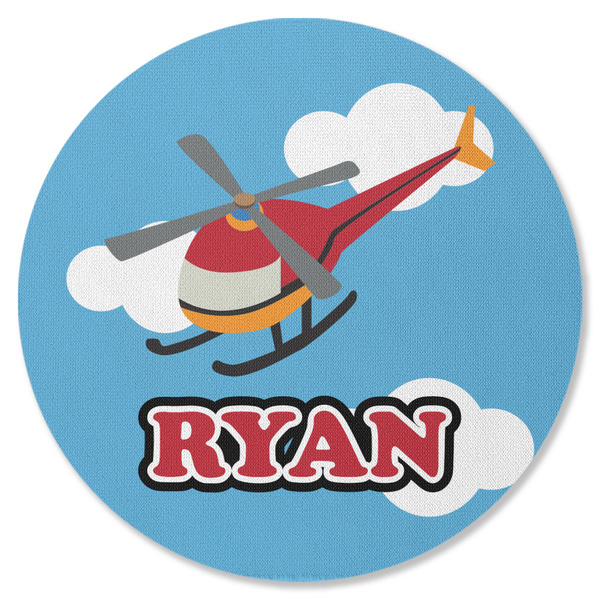 Helicopter Round Coaster Rubber Back - Single
