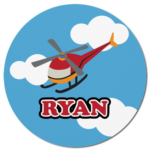 Helicopter Round Fridge Magnet - FRONT