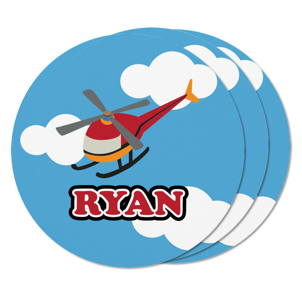 Helicopter Round Fridge Magnet - THREE