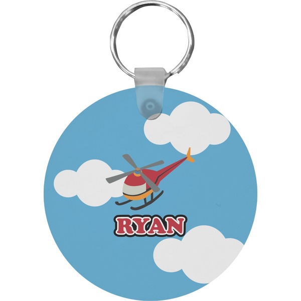 Custom Helicopter Round Plastic Keychain (Personalized)