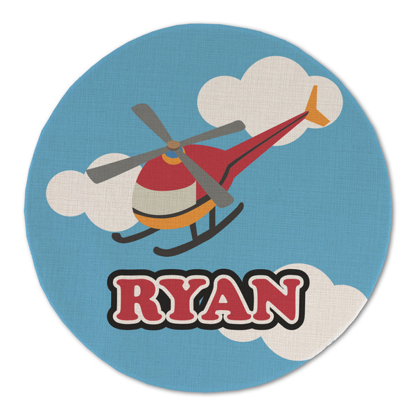 Custom Helicopter Round Linen Placemat - Single Sided (Personalized)