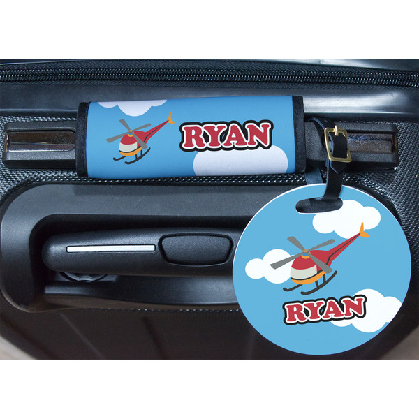 Helicopter Round Luggage Tag & Handle Wrap - In Context