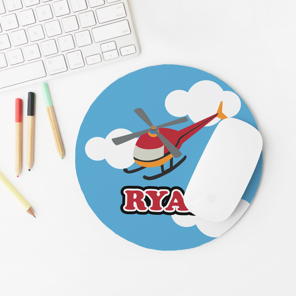 Helicopter Round Mousepad - LIFESTYLE 2