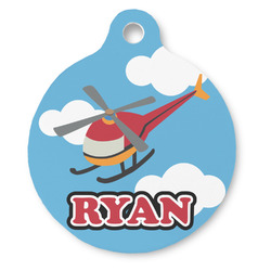 Helicopter Round Pet ID Tag - Large (Personalized)