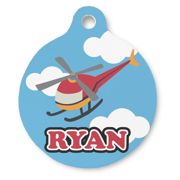 Custom Helicopter Round Pet ID Tag - Large (Personalized)