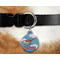 Helicopter Round Pet Tag on Collar & Dog